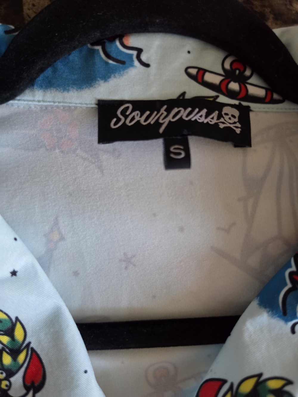 Sourpuss Light Blue Nautical Tattoo Button-Up Mini Dress - Picture 4 of 4